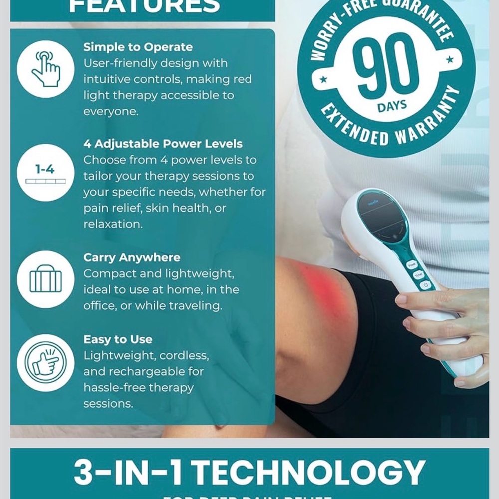 RedRevive Cold Laser Therapy Device - White and Blue - Picture 2 of 2